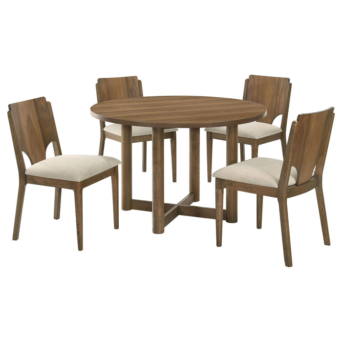 Crestmore 5-piece 46-inch Round Wood Dining Table Set Walnut - National Warehouse Furniture (Buffalo, NY)