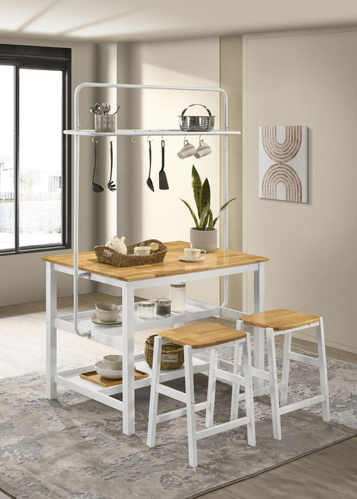 Edgeworth 3-piece Kitchen Island Counter Table Set White - National Warehouse Furniture (Buffalo, NY)