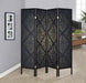 Haidera 4-panel Damask Pattern Folding Screen Black - National Warehouse Furniture (Buffalo, NY)