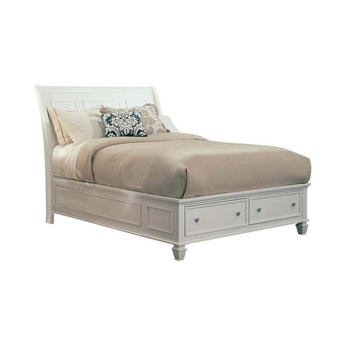Sandy Beach Queen & E.King Storage Sleigh Bed Black & White - National Warehouse Furniture (Buffalo, NY)