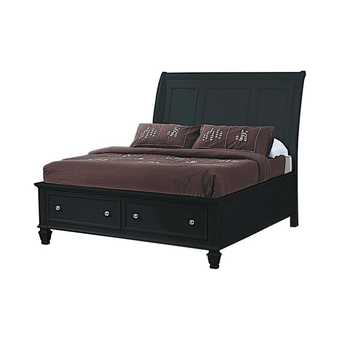 Sandy Beach Queen & E.King Storage Sleigh Bed Black & White - National Warehouse Furniture (Buffalo, NY)