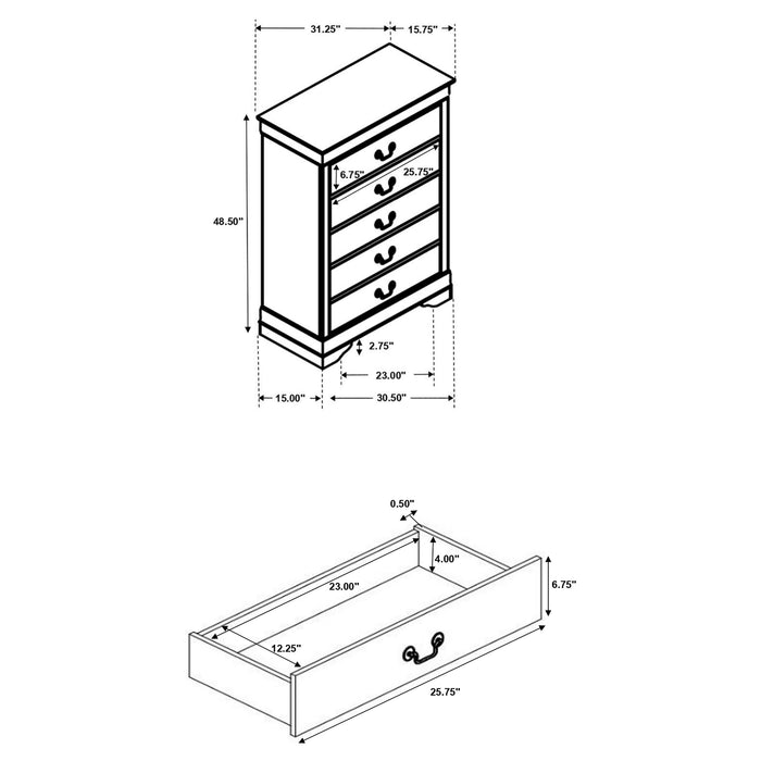 Louis Philippe Chest Brown - National Warehouse Furniture (Buffalo, NY)