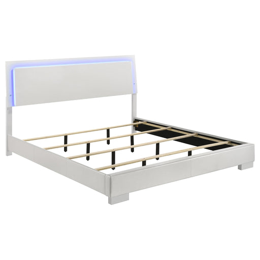 Felicity Eastern King, Queen, & Cal.King Panel Bed with LED Lighting Glossy White - National Warehouse Furniture (Buffalo, NY)