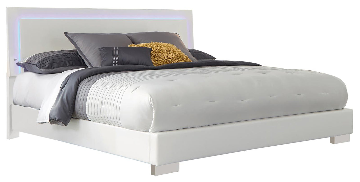 Felicity Eastern King, Queen, & Cal.King Panel Bed with LED Lighting Glossy White - National Warehouse Furniture (Buffalo, NY)