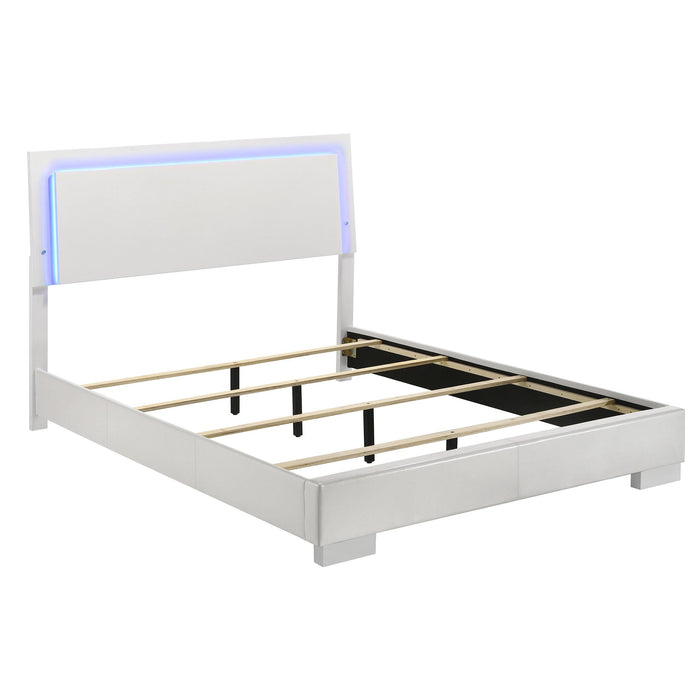 Felicity Eastern King, Queen, & Cal.King Panel Bed with LED Lighting Glossy White - National Warehouse Furniture (Buffalo, NY)