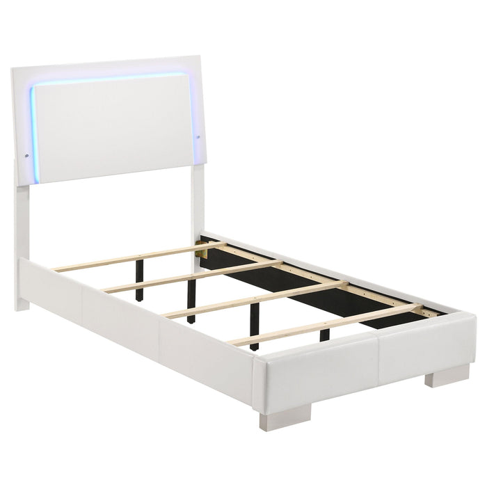 Felicity Full & Twin Panel Bed with LED Lighting Glossy White - National Warehouse Furniture (Buffalo, NY)