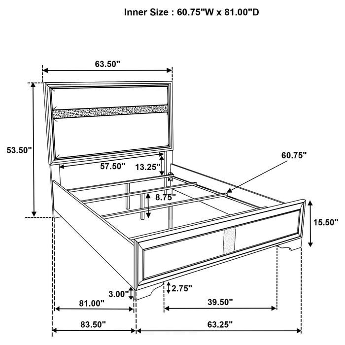 Miranda California King, E.King, Queen, Full, & Twin Bed Black & White - National Warehouse Furniture (Buffalo, NY)