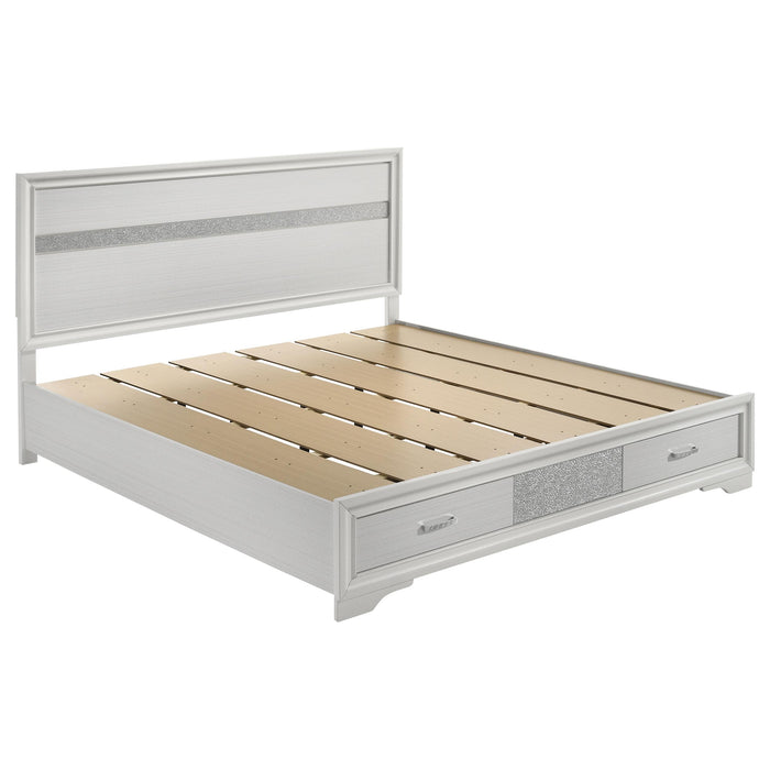 Miranda California King. E.King, & Queen 2-drawer Storage Bed Black & White - National Warehouse Furniture (Buffalo, NY)