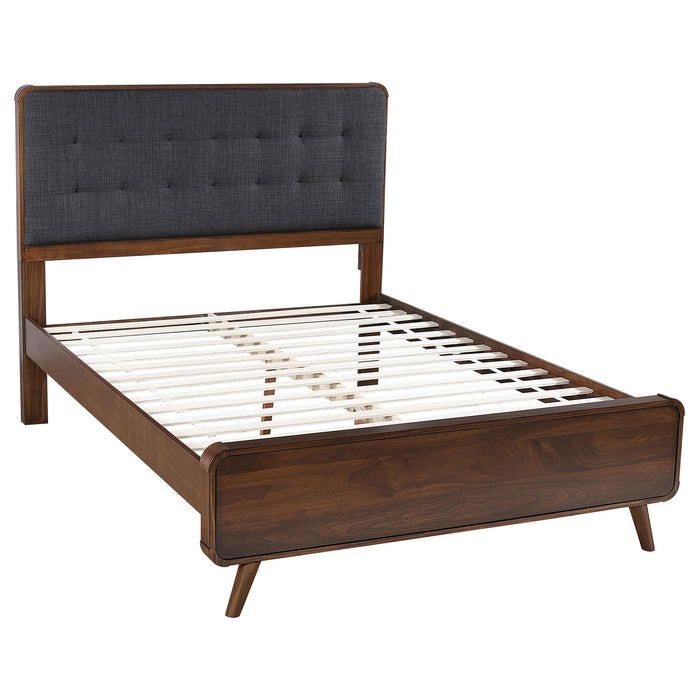 Robyn California King, E.King, & Queen Bed with Upholstered Headboard Dark Walnut - National Warehouse Furniture (Buffalo, NY)