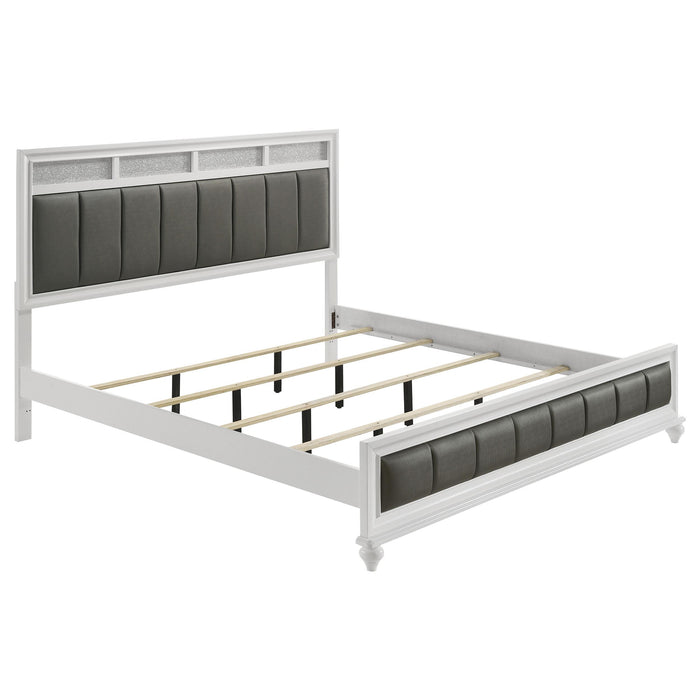 Barzini California King, E.King, & Queen Upholstered Panel Bed White - National Warehouse Furniture (Buffalo, NY)