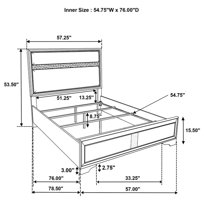 Miranda California King, E.King, Queen, Full, & Twin Bed Black & White - National Warehouse Furniture (Buffalo, NY)