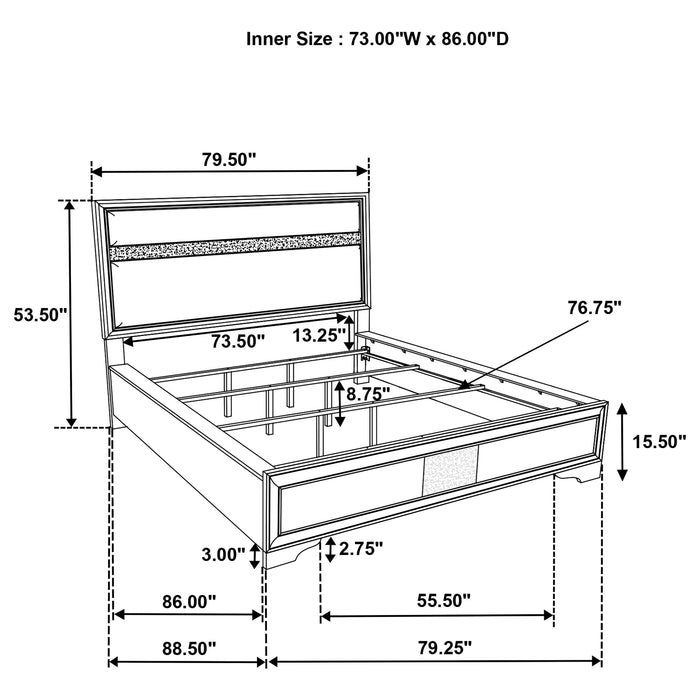 Miranda California King, E.King, Queen, Full, & Twin Bed Black & White - National Warehouse Furniture (Buffalo, NY)