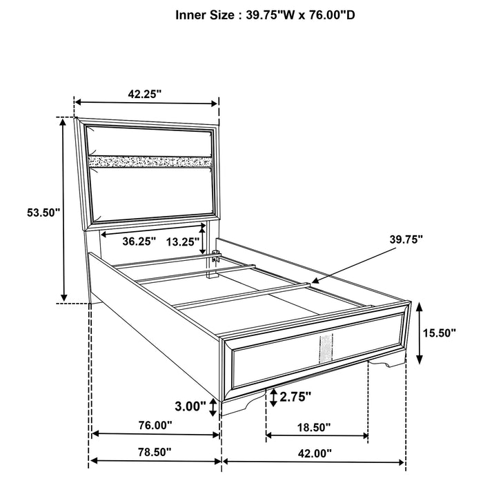 Miranda California King, E.King, Queen, Full, & Twin Bed Black & White - National Warehouse Furniture (Buffalo, NY)