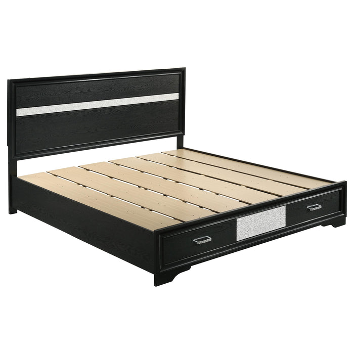 Miranda California King. E.King, & Queen 2-drawer Storage Bed Black & White - National Warehouse Furniture (Buffalo, NY)