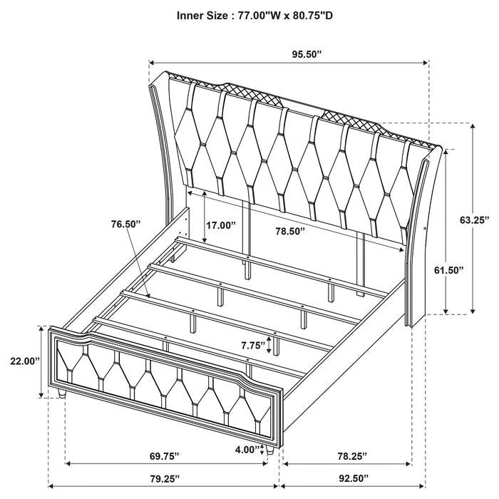 Lorient Wingback Bed with LED Lighting
