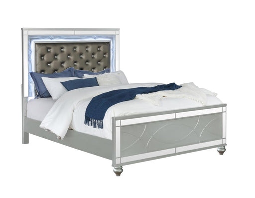 Gunnison California King, E.King, & Queen Panel Bed with LED Lighting Silver Metallic - National Warehouse Furniture (Buffalo, NY)