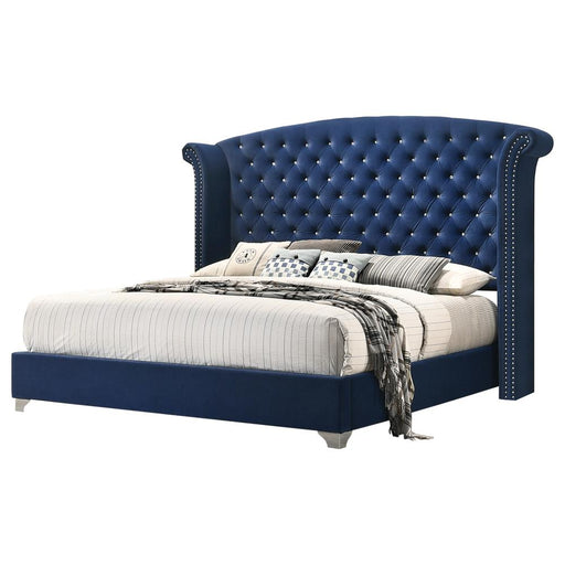 Melody California King, Eastren King, Queen Wingback Upholstered Bed Pacific Blue & Grey - National Warehouse Furniture (Buffalo, NY)