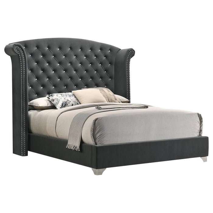 Melody California King, Eastren King, Queen Wingback Upholstered Bed Pacific Blue & Grey - National Warehouse Furniture (Buffalo, NY)