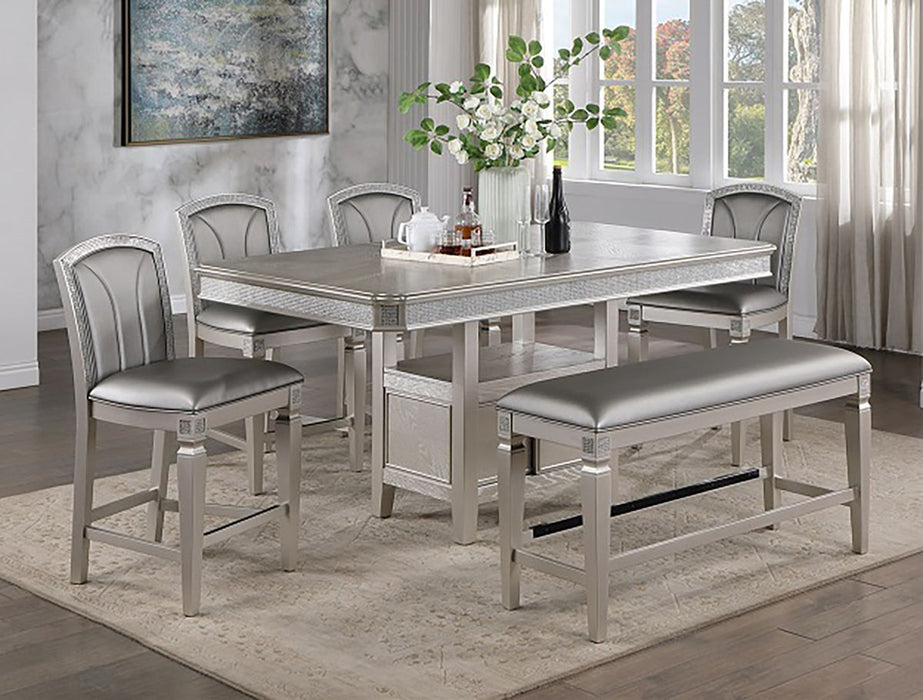 Crown Mark Furniture Klina Counter Height Chair in Silver (Set of 2) - National Warehouse Furniture (Buffalo, NY)