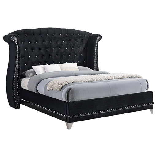 Barzini California King, E.King, & Queen Tufted Upholstered Bed Black - National Warehouse Furniture (Buffalo, NY)