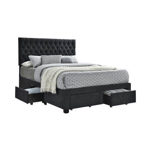 Soledad Eastern King, Full, & Queen 4-drawer Button Tufted Storage Bed Black & White - National Warehouse Furniture (Buffalo, NY)