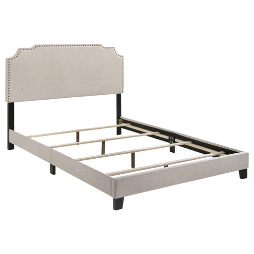 Tamarac Upholstered Nailhead Full, Eastern King & Queen Bed Beige & Grey - National Warehouse Furniture (Buffalo, NY)