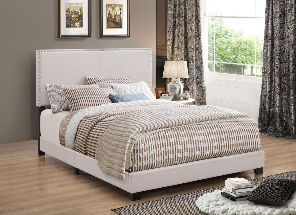 Boyd California King, King, & Queen Upholstered Bed with Nailhead Trim Charcoal & Grey - National Warehouse Furniture (Buffalo, NY)