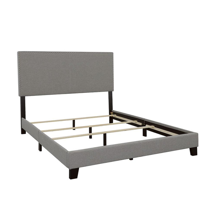 Boyd California King, King, & Queen Upholstered Bed with Nailhead Trim Charcoal & Grey - National Warehouse Furniture (Buffalo, NY)