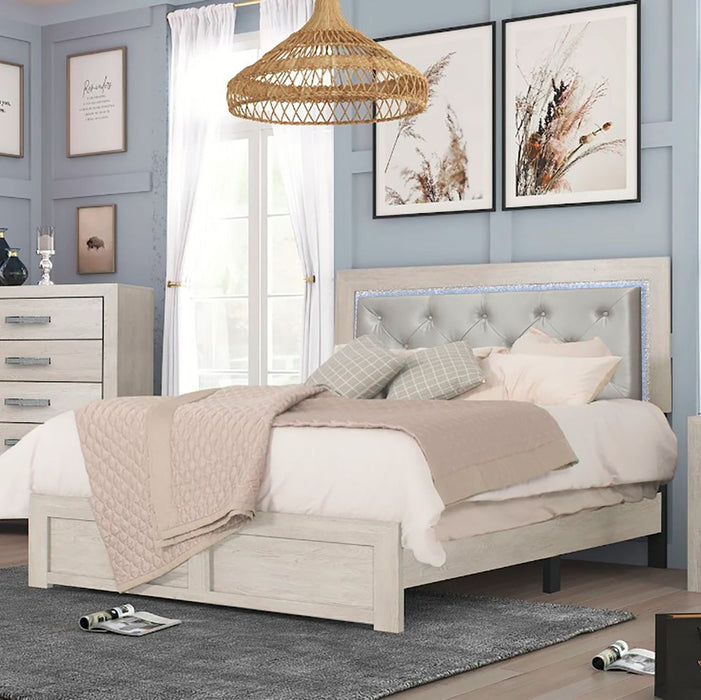 Crown Mark Furniture Jaylen Queen Upholstered Panel Bed in Gray - National Warehouse Furniture (Buffalo, NY)