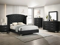 Crown Mark Furniture Lucinda Queen Upholstered Panel Bed in Black B9265-Q image