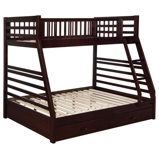Ashton Twin Over Full 2-drawer Bunk Bed Cappuccino, White, Navy, Honey, & Brown - National Warehouse Furniture (Buffalo, NY)