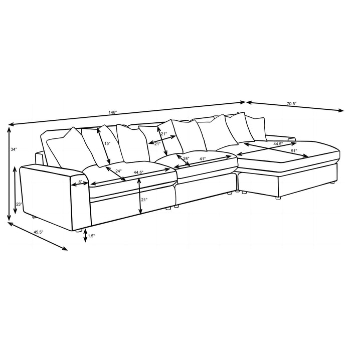Blaine Upholstered Reversible Chaise Sectional Sofa - National Warehouse Furniture (Buffalo, NY)