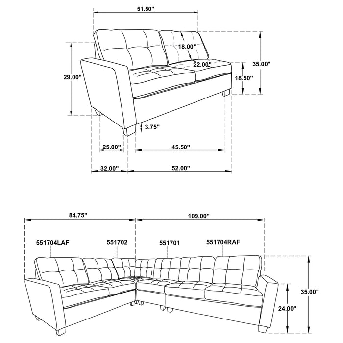 Georgina 5 Pc Stationary Sectionals Grey - National Warehouse Furniture (Buffalo, NY)