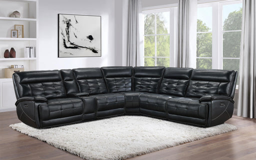 Hewitt Leather Upholstered Power Reclining Sectional Black - National Warehouse Furniture (Buffalo, NY)