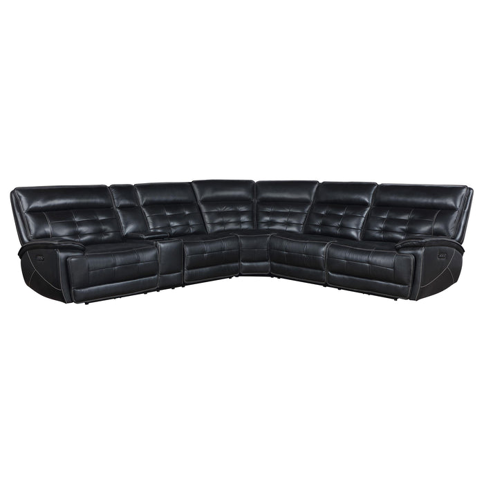 Hewitt Leather Upholstered Power Reclining Sectional Black - National Warehouse Furniture (Buffalo, NY)