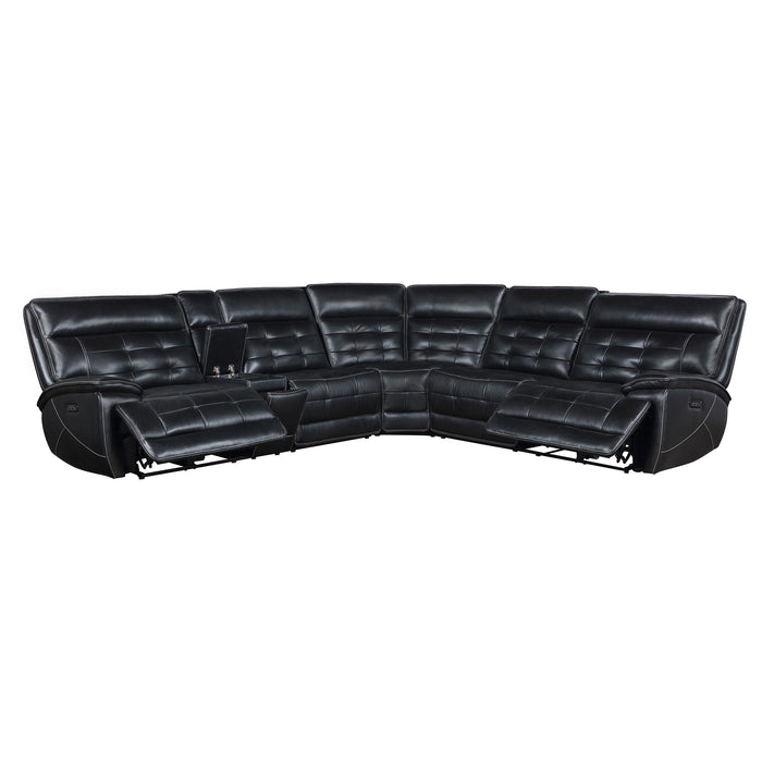 Hewitt Leather Upholstered Power Reclining Sectional Black - National Warehouse Furniture (Buffalo, NY)