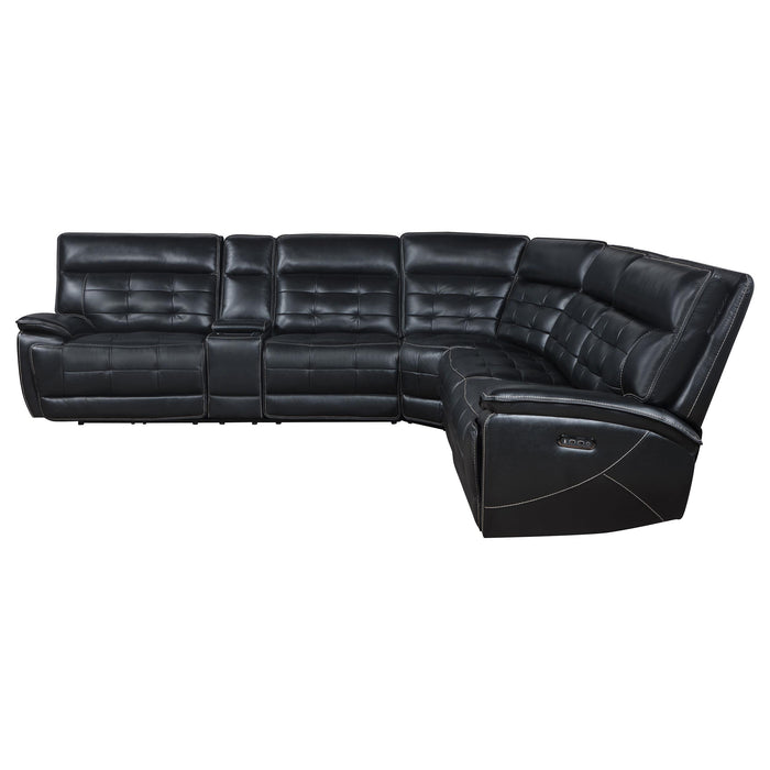 Hewitt Leather Upholstered Power Reclining Sectional Black - National Warehouse Furniture (Buffalo, NY)