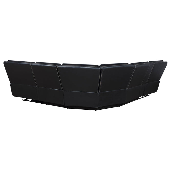 Hewitt Leather Upholstered Power Reclining Sectional Black - National Warehouse Furniture (Buffalo, NY)