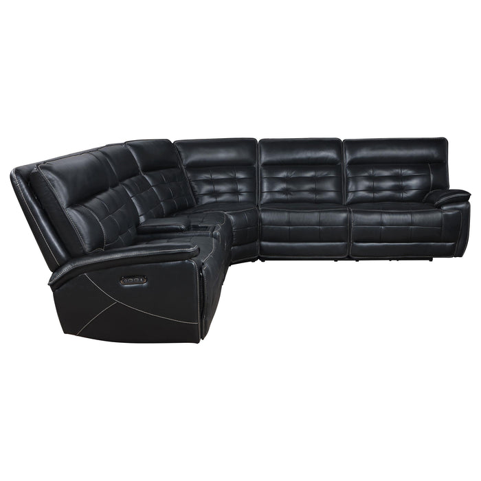 Hewitt Leather Upholstered Power Reclining Sectional Black - National Warehouse Furniture (Buffalo, NY)