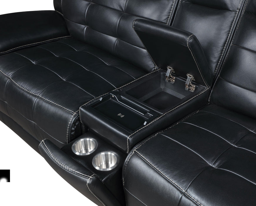 Hewitt Leather Upholstered Power Reclining Sectional Black - National Warehouse Furniture (Buffalo, NY)