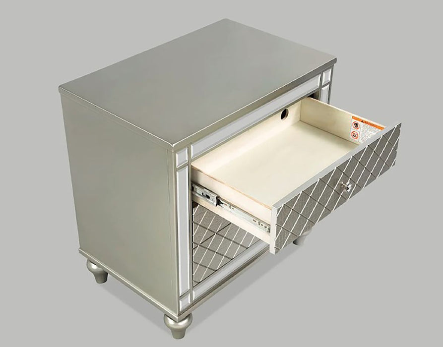 Crown Mark Furniture Cristian 2 Drawer Nightstand in Beige - National Warehouse Furniture (Buffalo, NY)