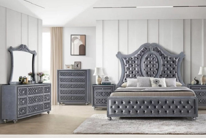 Crown Mark Furniture Voltare Nightstand in Dark Grey - National Warehouse Furniture (Buffalo, NY)