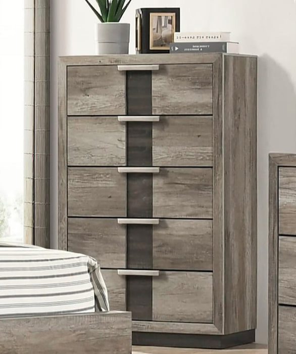 Crown Mark Furniture Rangley 5 Drawer Chest in Brown - National Warehouse Furniture (Buffalo, NY)