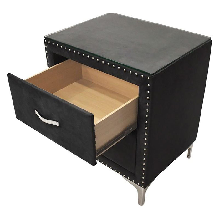Crown Mark Furniture Lucinda 2 Drawer Nightstand in Black - National Warehouse Furniture (Buffalo, NY)