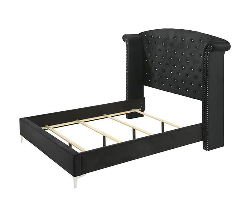 Crown Mark Furniture Lucinda Queen Upholstered Panel Bed in Black B9265-Q - National Warehouse Furniture (Buffalo, NY)
