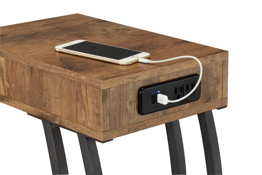 Troy Accent Table with Power Outlet Antique Nutmeg - National Warehouse Furniture (Buffalo, NY)