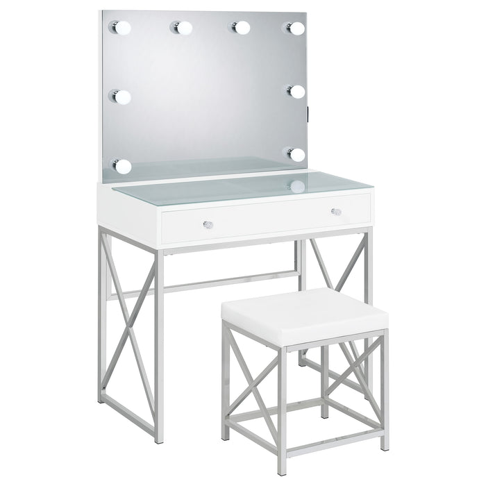 Eliza Makeup Vanity Table with LED Mirror and Stool - National Warehouse Furniture (Buffalo, NY)