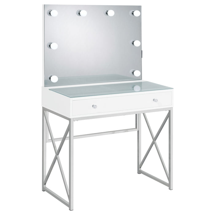 Eliza Makeup Vanity Table with LED Mirror and Stool - National Warehouse Furniture (Buffalo, NY)