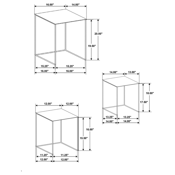 Imez 3-piece Rectangular Metal Nesting Table Grey - National Warehouse Furniture (Buffalo, NY)