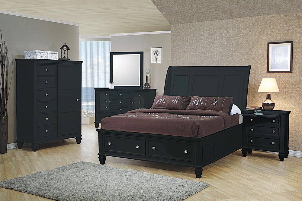 Sandy Beach Queen & E.King Storage Sleigh Bed Black & White - National Warehouse Furniture (Buffalo, NY)